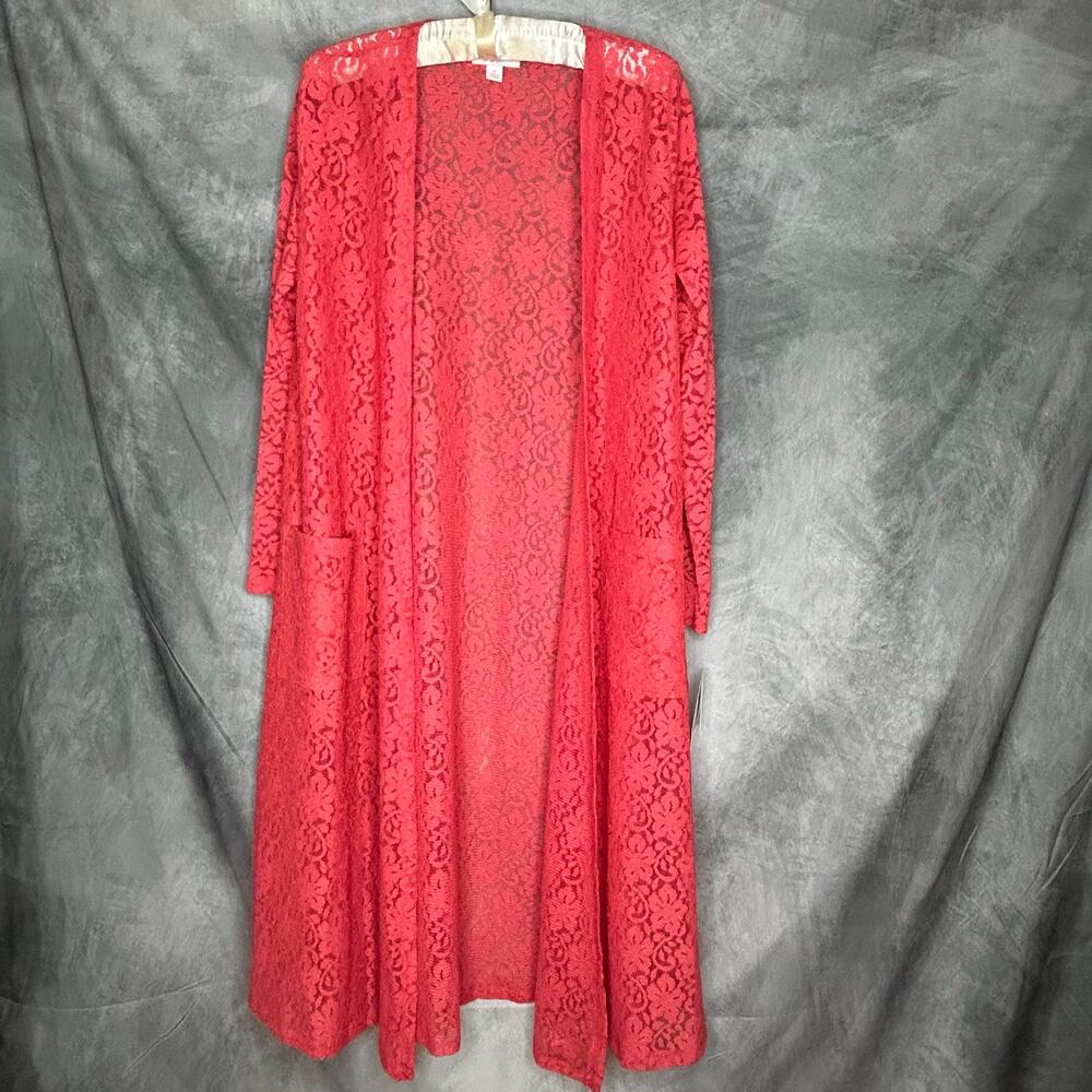 NEW Lularoe Duster Cardigan Sweater Women S Runs Large Lace "Sarah" Dark Peach